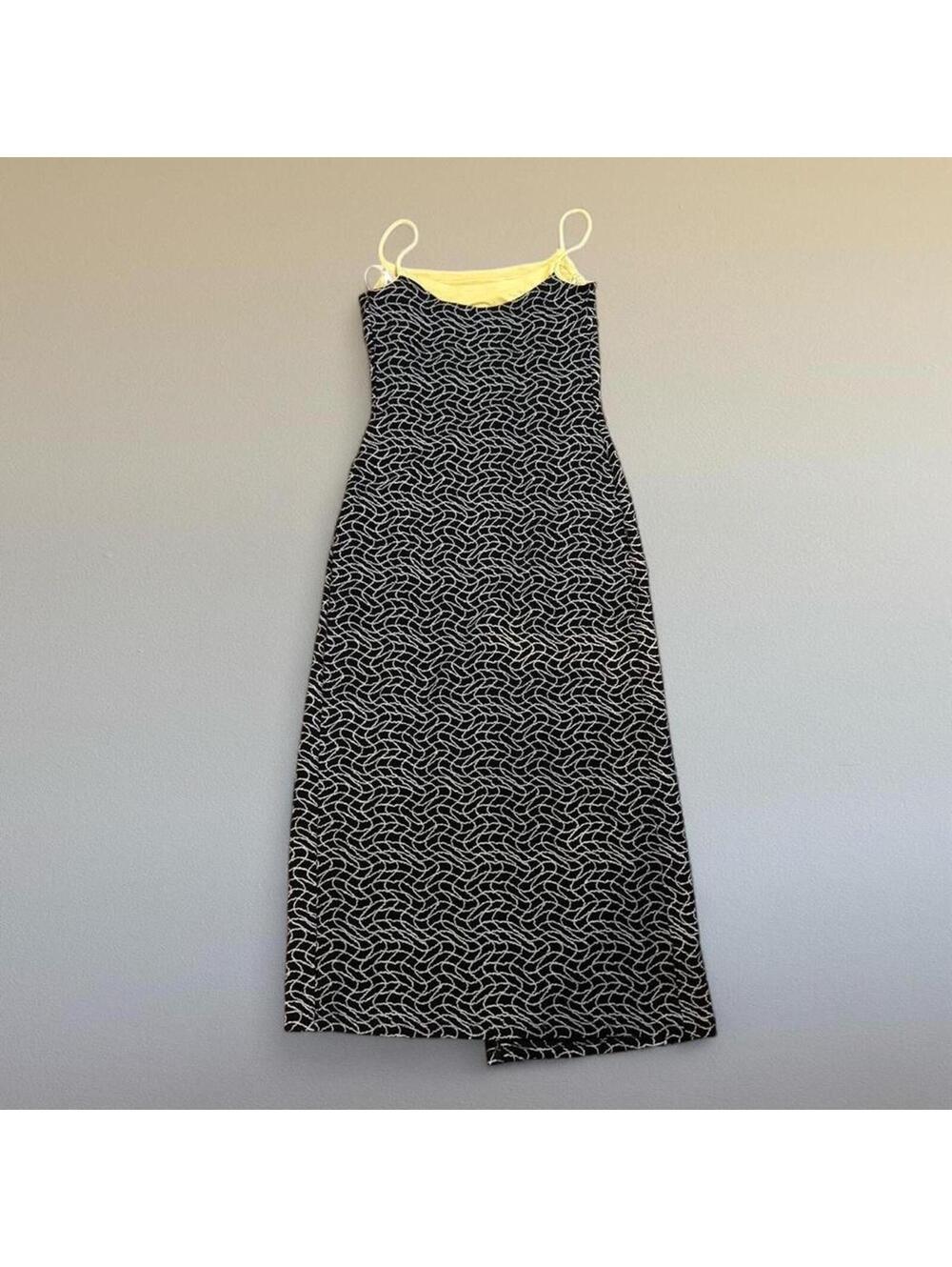 90s formal dress with abstract print Sz. L - Picture 3 of 5